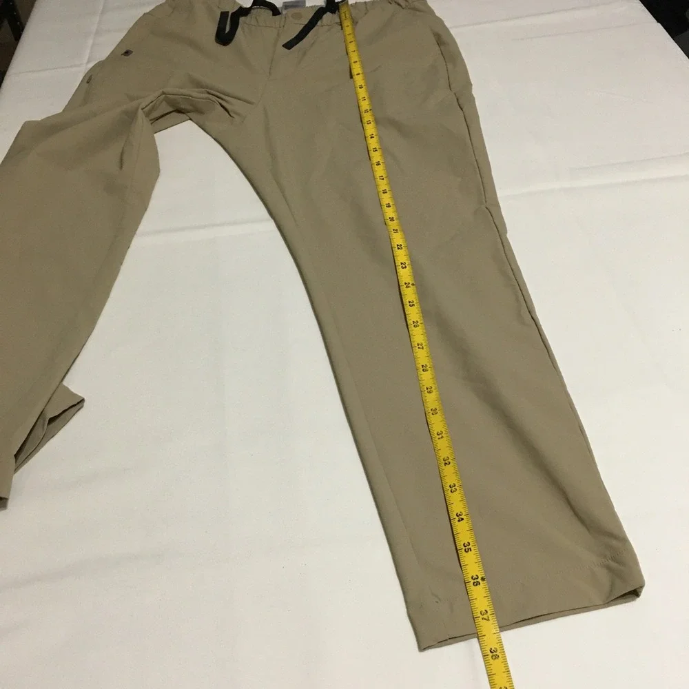 Figs Pro Technical Scrub Pants Mens Medium Short Tan Drawstring